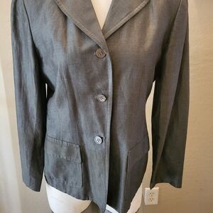 Tailored Women's Gray Button Blazer Jacket